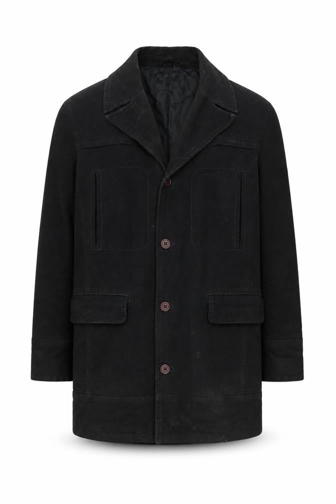 Next Mens Black Cotton Overcoat L Regular Fit Mid-Length Jacket
