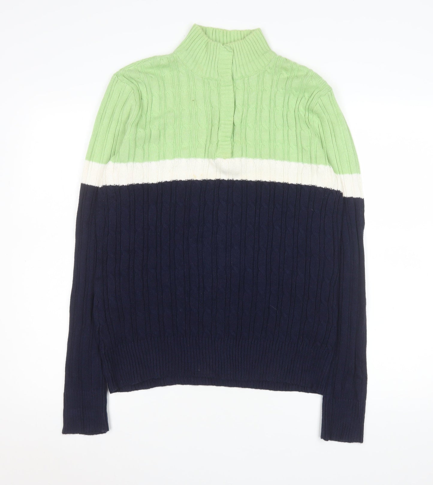 Liz & Co Men’s Multicoloured Cable Knit High Neck Cotton Jumper XL