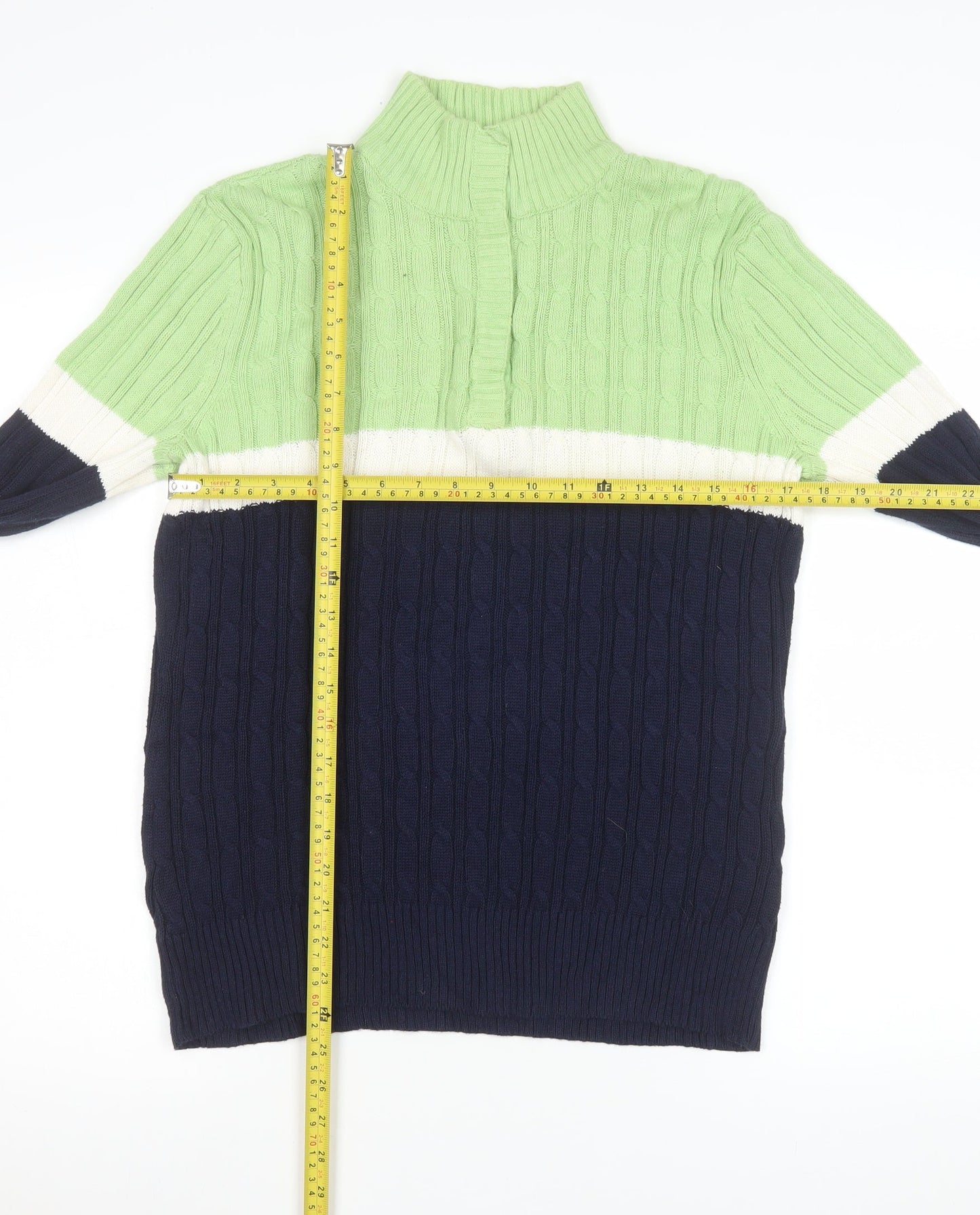 Liz & Co Men’s Multicoloured Cable Knit High Neck Cotton Jumper XL