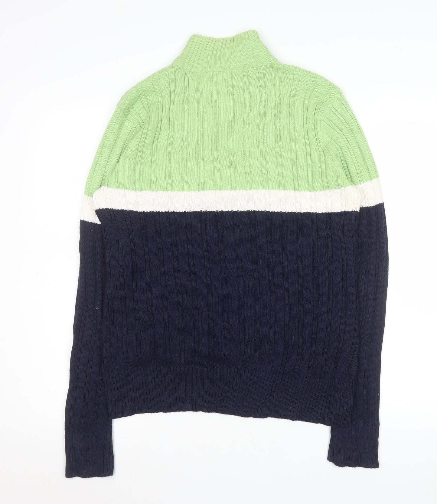 Liz & Co Men’s Multicoloured Cable Knit High Neck Cotton Jumper XL
