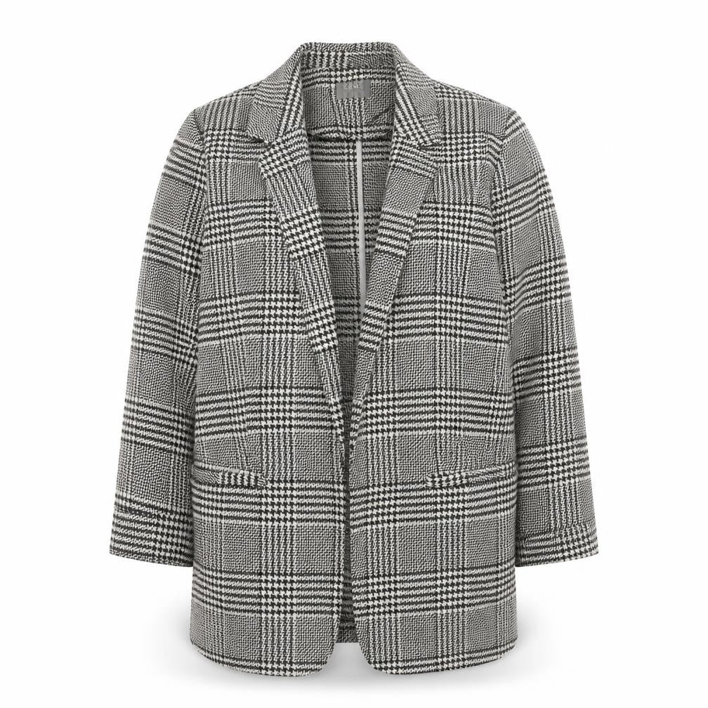 Oasis Women's Black Check Single Breasted Blazer UK 14 Classic Fit