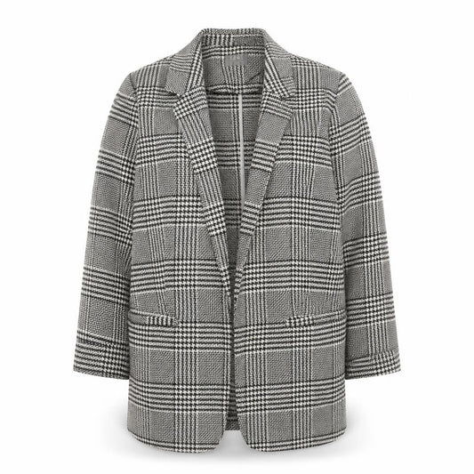 Oasis Women's Black Check Single Breasted Blazer UK 14 Classic Fit