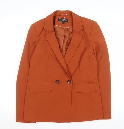 Additional front view of Miss Selfridge Women's Orange Double-Breasted Blazer UK 8