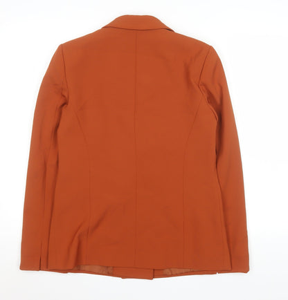 Close-up detail of Miss Selfridge Women's Orange Double-Breasted Blazer UK 8