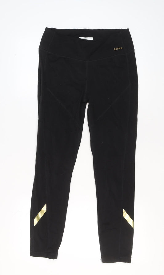 BOSS Womens Black Stretch Activewear Leggings Slim Fit