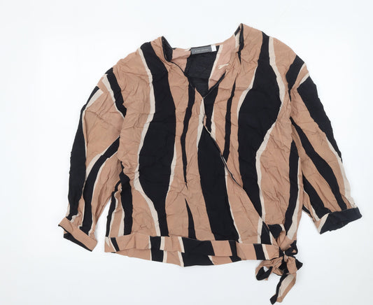 Mint Velvet Womens Multicoloured Stripe Wrap Blouse Size 16