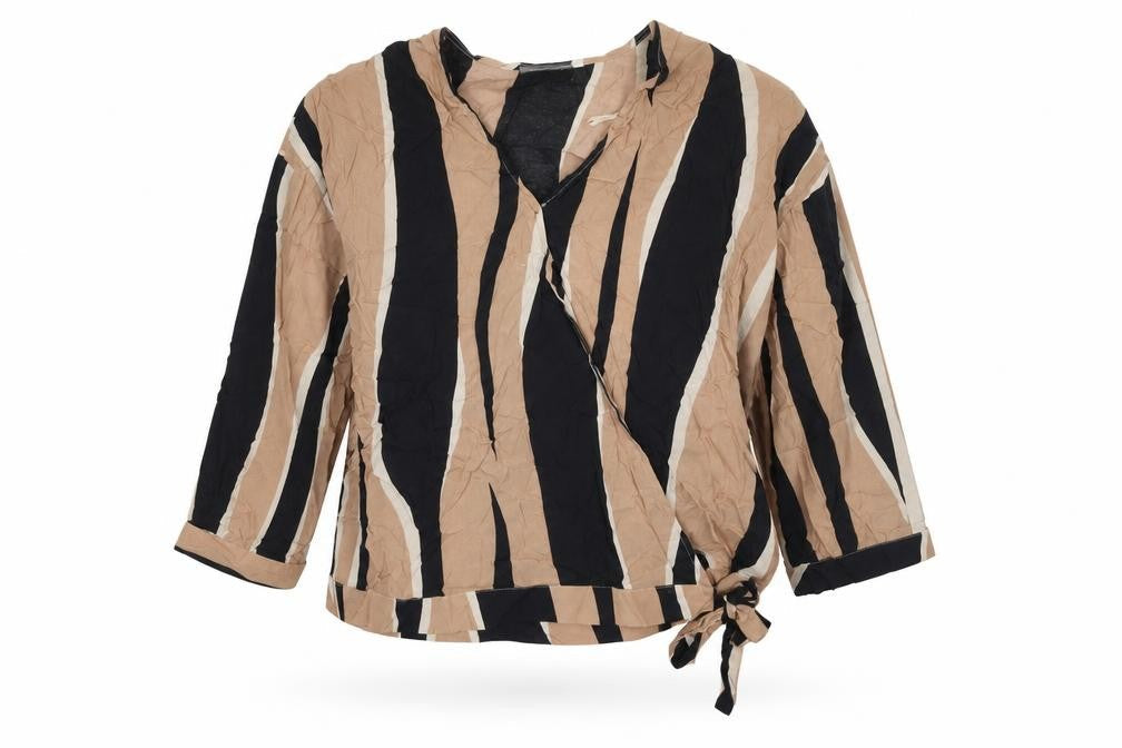 Mint Velvet Womens Multicoloured Stripe Wrap Blouse Size 16