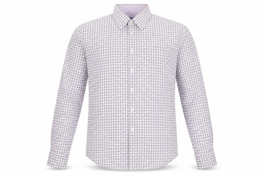 Egara Mens XL Purple Check Slim Fit Non-Iron Cotton Shirt