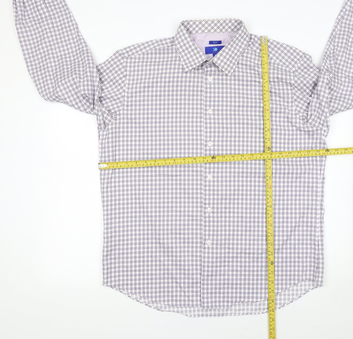 Egara Mens XL Purple Check Slim Fit Non-Iron Cotton Shirt