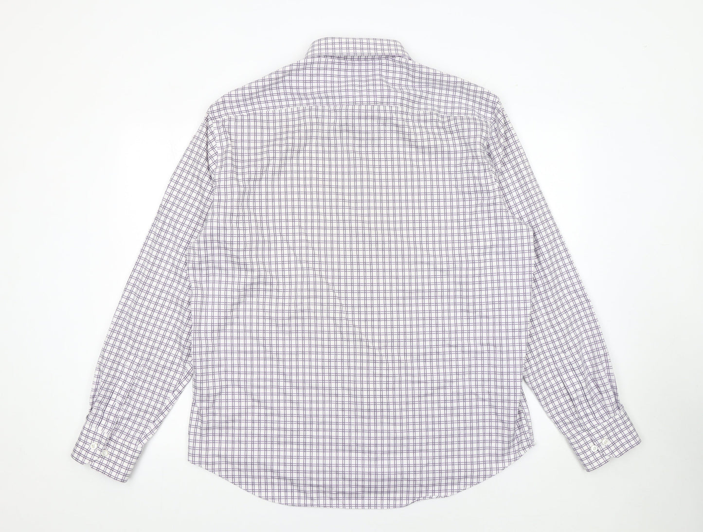 Egara Mens XL Purple Check Slim Fit Non-Iron Cotton Shirt