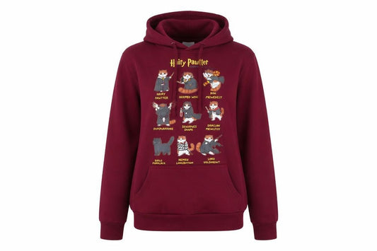Famona Women's Burgundy Hoodie XS Graphic Cotton Blend Pullover