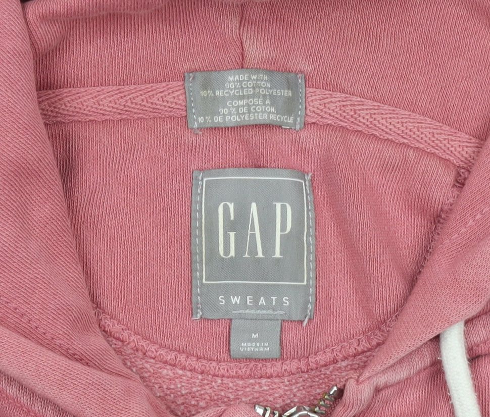 GAP Women Pink Full Zip Hoodie Medium Cotton Blend Casual