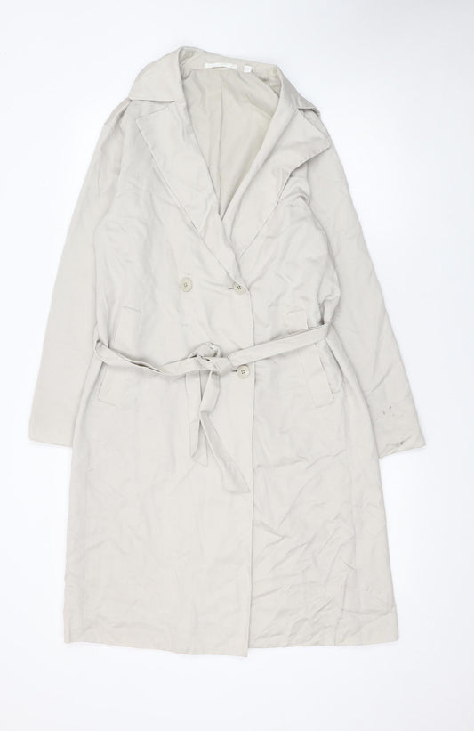 Uniqlo Womens Beige XS Classic Long Trench Coat Belted Lined