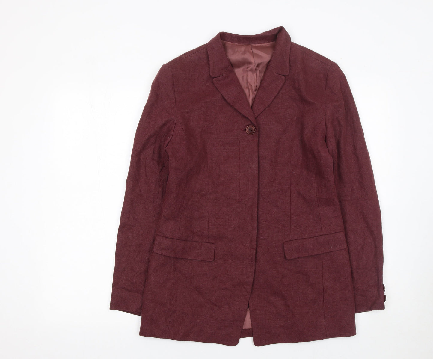 Hobbs Women Red Linen Single Breasted Blazer UK 10