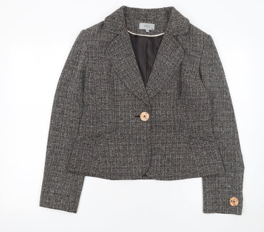 Marks and Spencer Womens Black Tweed One-Button Blazer Size 14