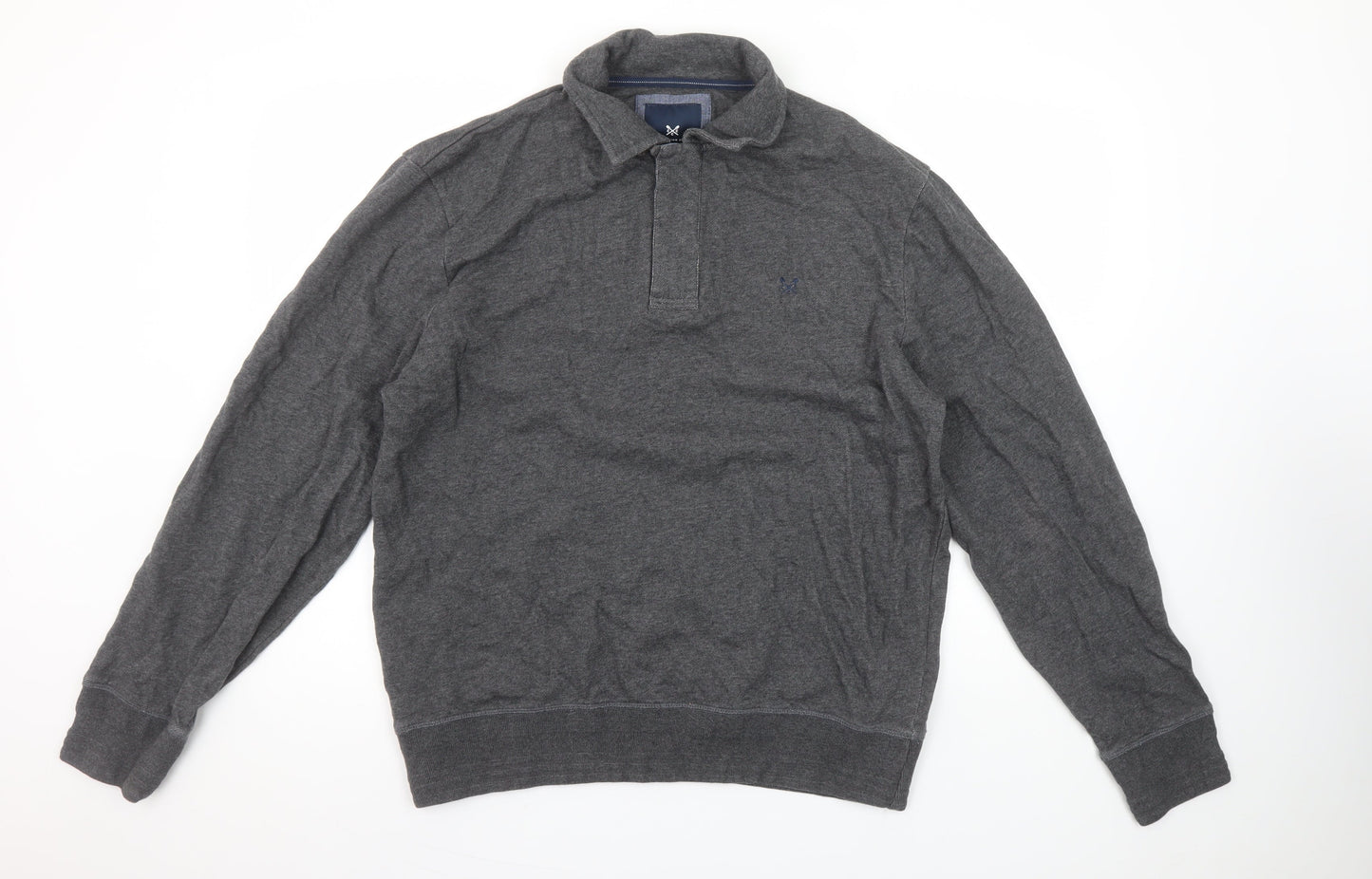 Crew Clothing Company Men Grey L Henley Sweatshirt 100% Cotton