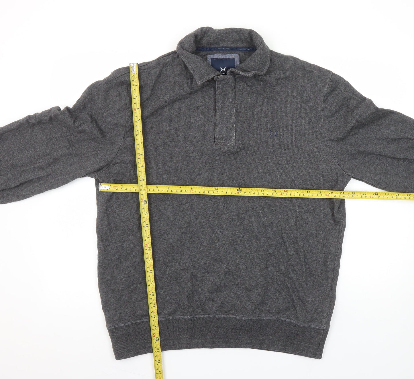 Crew Clothing Company Men Grey L Henley Sweatshirt 100% Cotton
