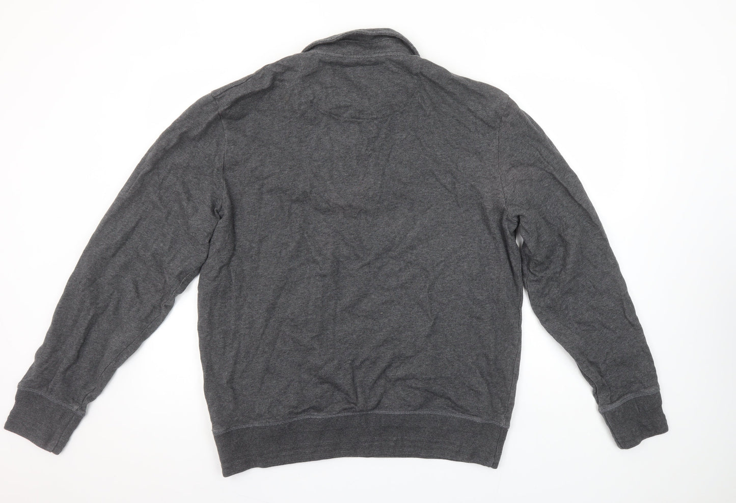 Crew Clothing Company Men Grey L Henley Sweatshirt 100% Cotton
