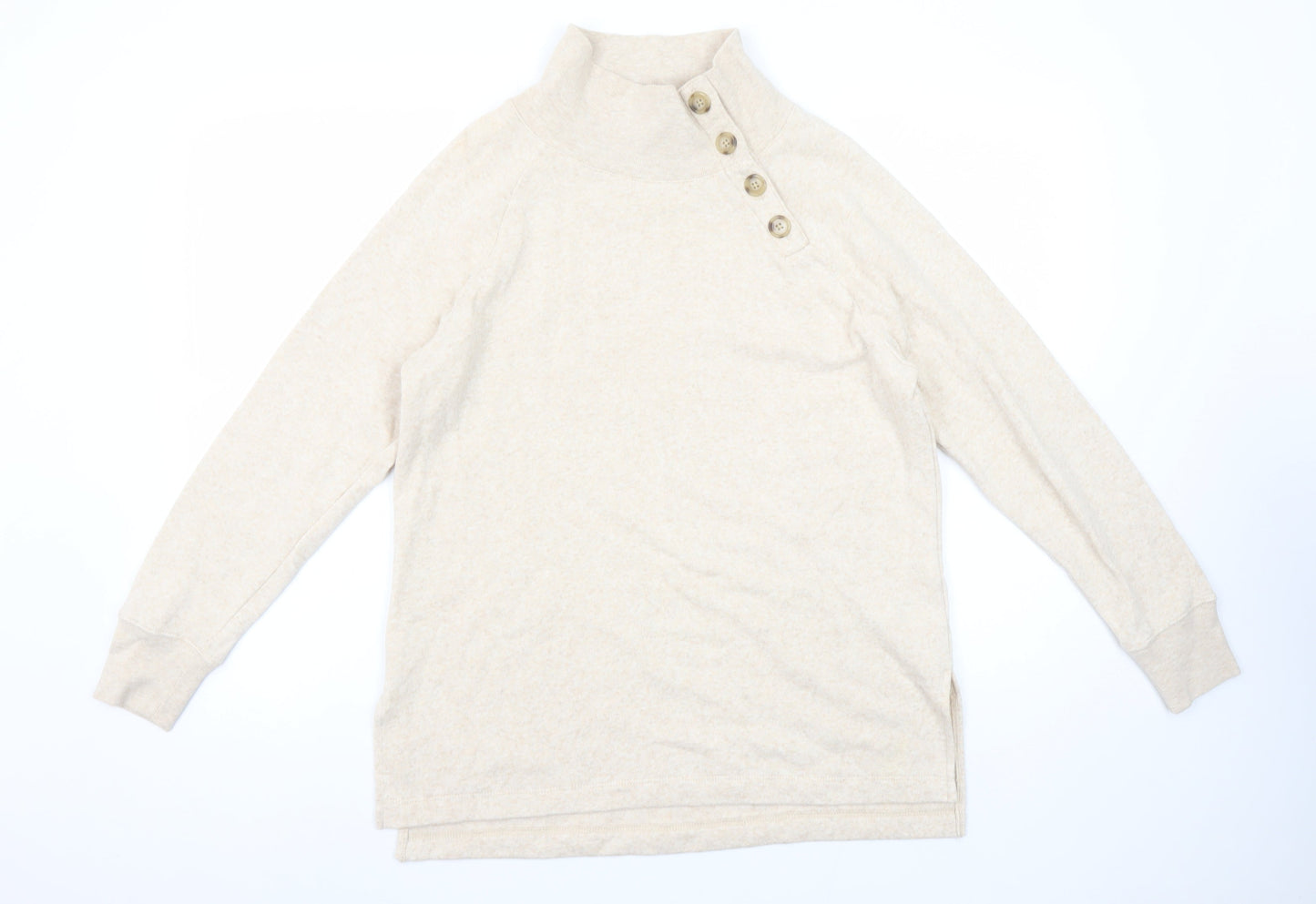 J.Crew Women Beige Button Henley Pullover Sweatshirt XS