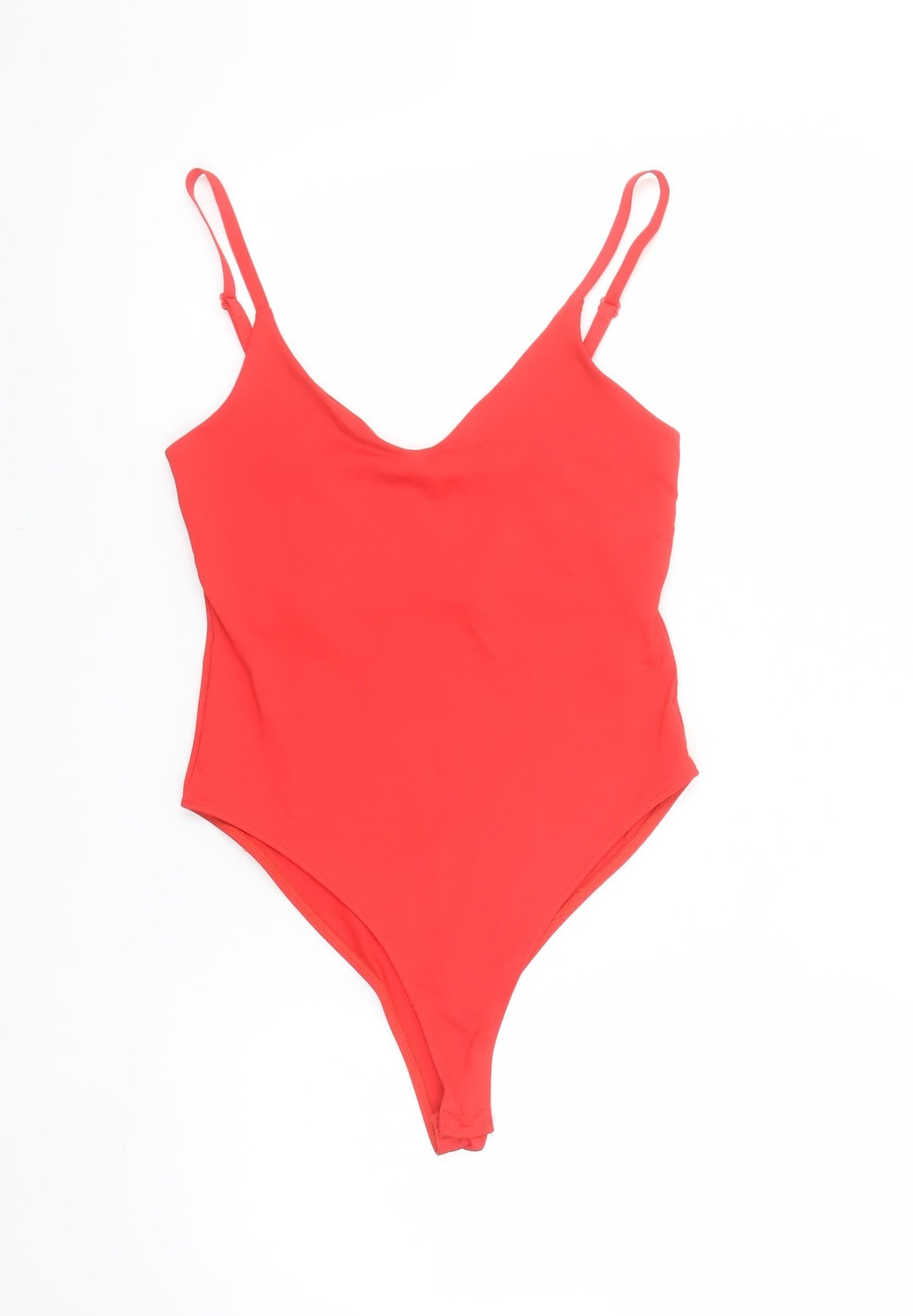 Zara Women Red Bodysuit Size 12 Sleeveless Stretch Jersey One-Piece