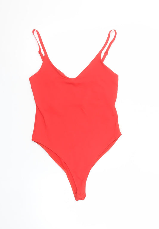 Zara Women Red Bodysuit Size 12 Sleeveless Stretch Jersey One-Piece
