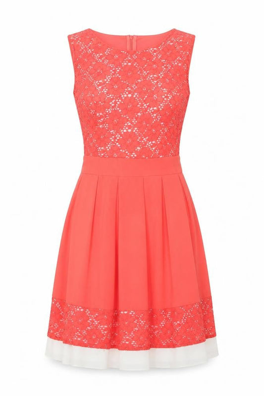 Stella Morgan Women’s Coral Pink Fit & Flare Lace Dress Size 10