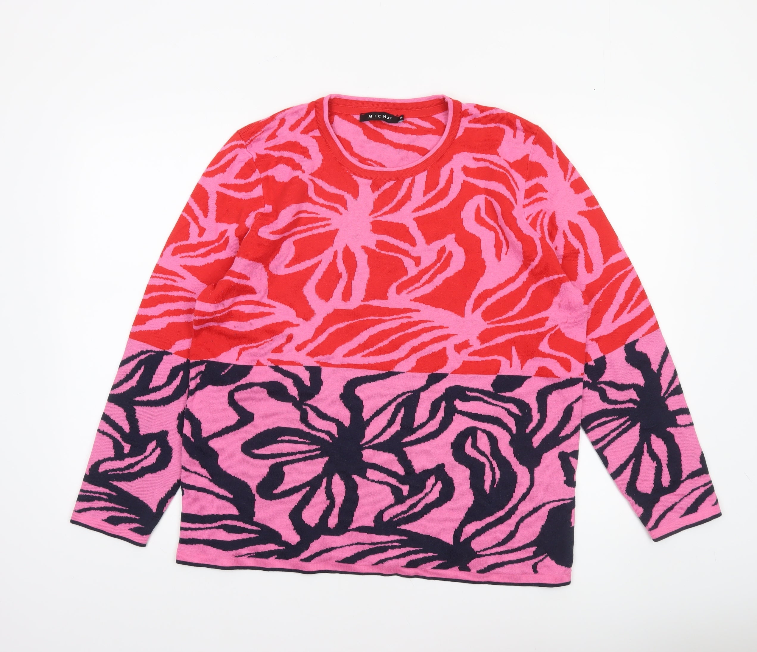 Micha Women's Pink Floral Knit Pullover Jumper XL – Prewornwholesale