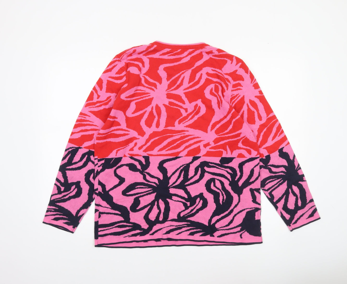 Micha Women’s Pink Floral Knit Pullover Jumper XL