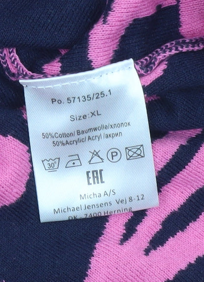 Micha Women’s Pink Floral Knit Pullover Jumper XL