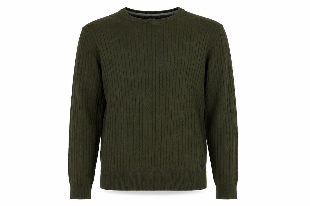 Jack & Jones Men’s Green Cable-Knit Cotton Pullover Jumper Size M