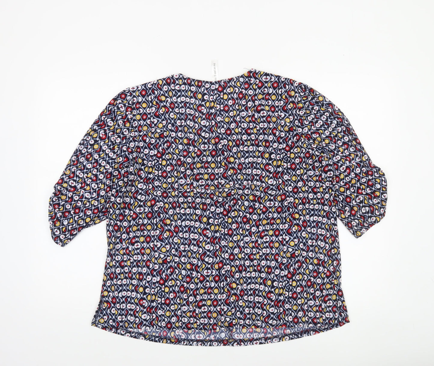 Claire Fontayne Women’s Multicoloured XL Geometric V-Neck 3/4 Sleeve Tunic Blouse