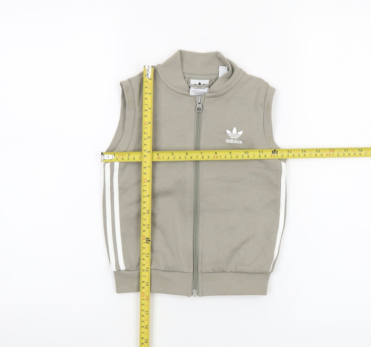 Adidas Boys Green Sleeveless Track Jacket 2-3 Years Full Zip Lightweight