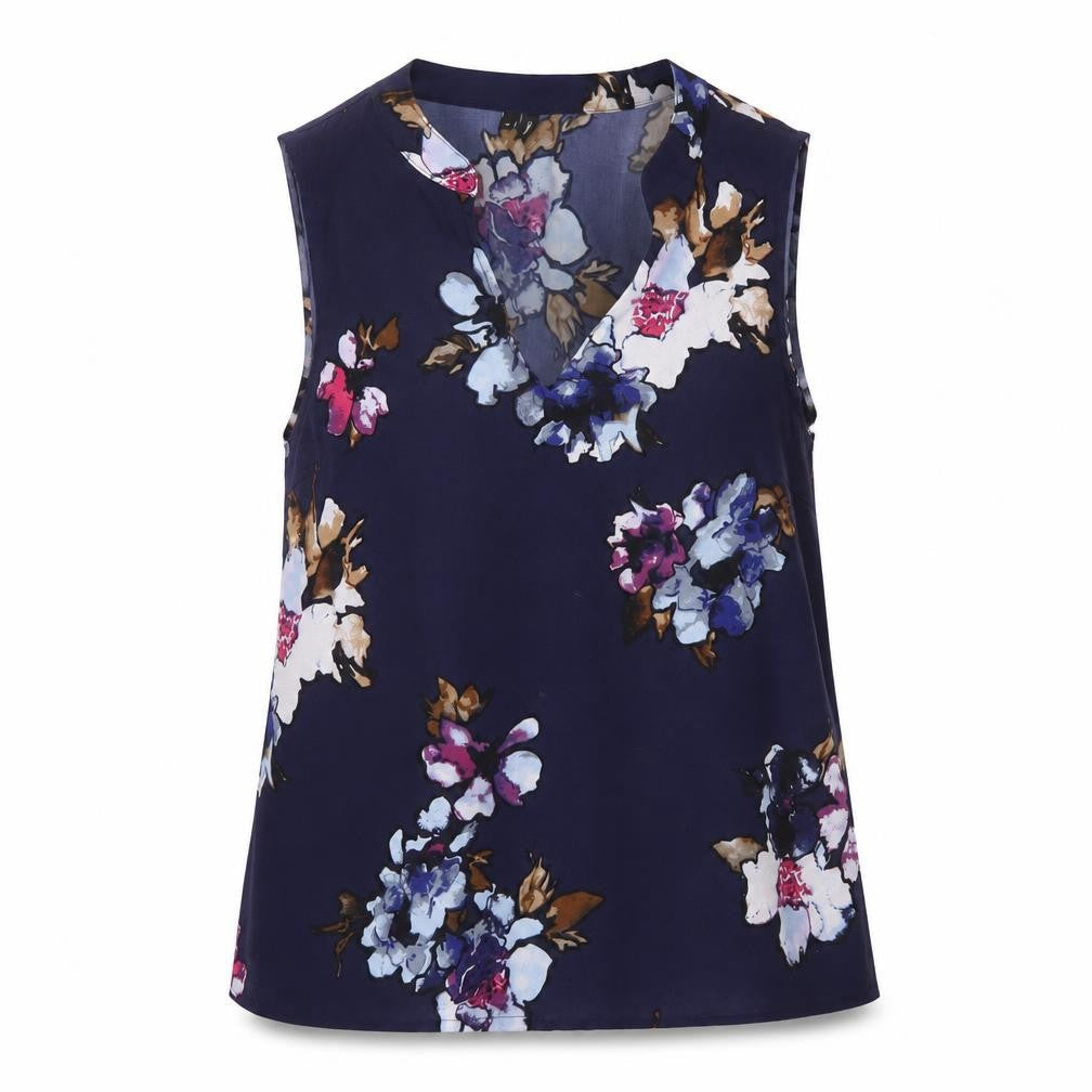 Vero Moda Womens Blue Floral Sleeveless Blouse M