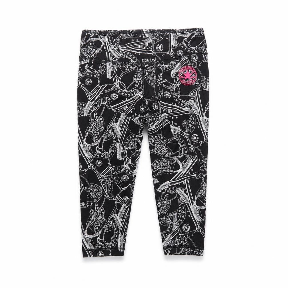 Converse Girls Black Graphic Ankle Leggings 8-10 Years Stretch Jersey