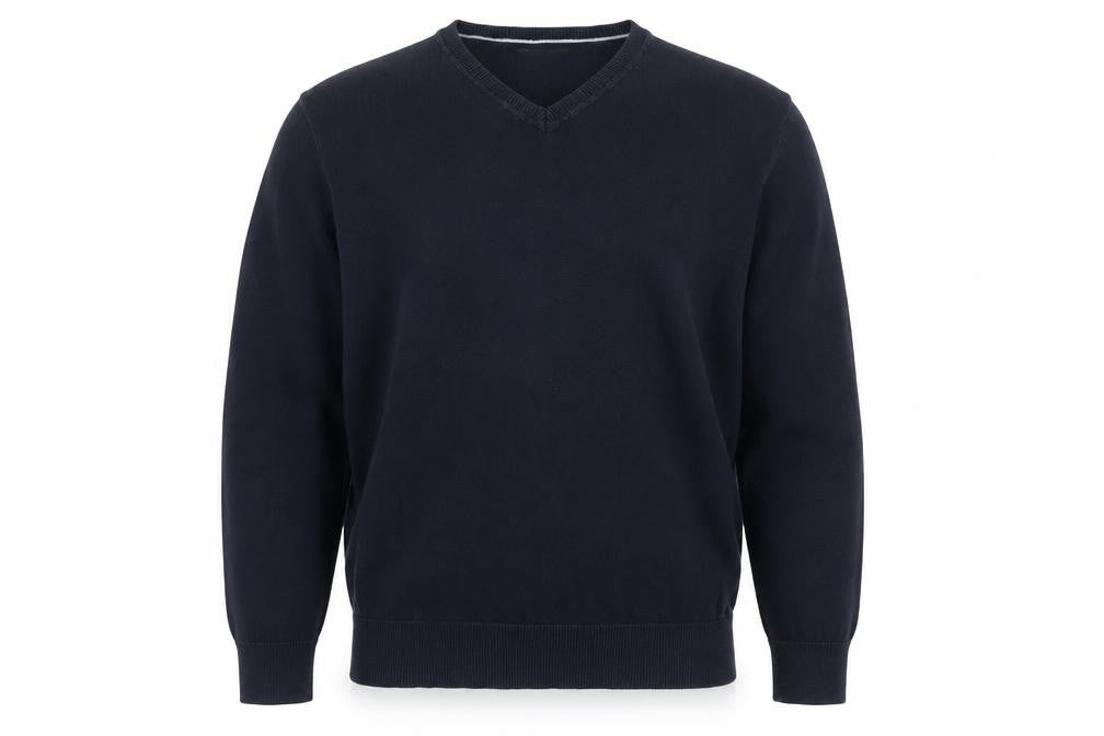 Stone Bay Men’s Blue Cotton V-Neck Jumper Size L Classic Knitwear