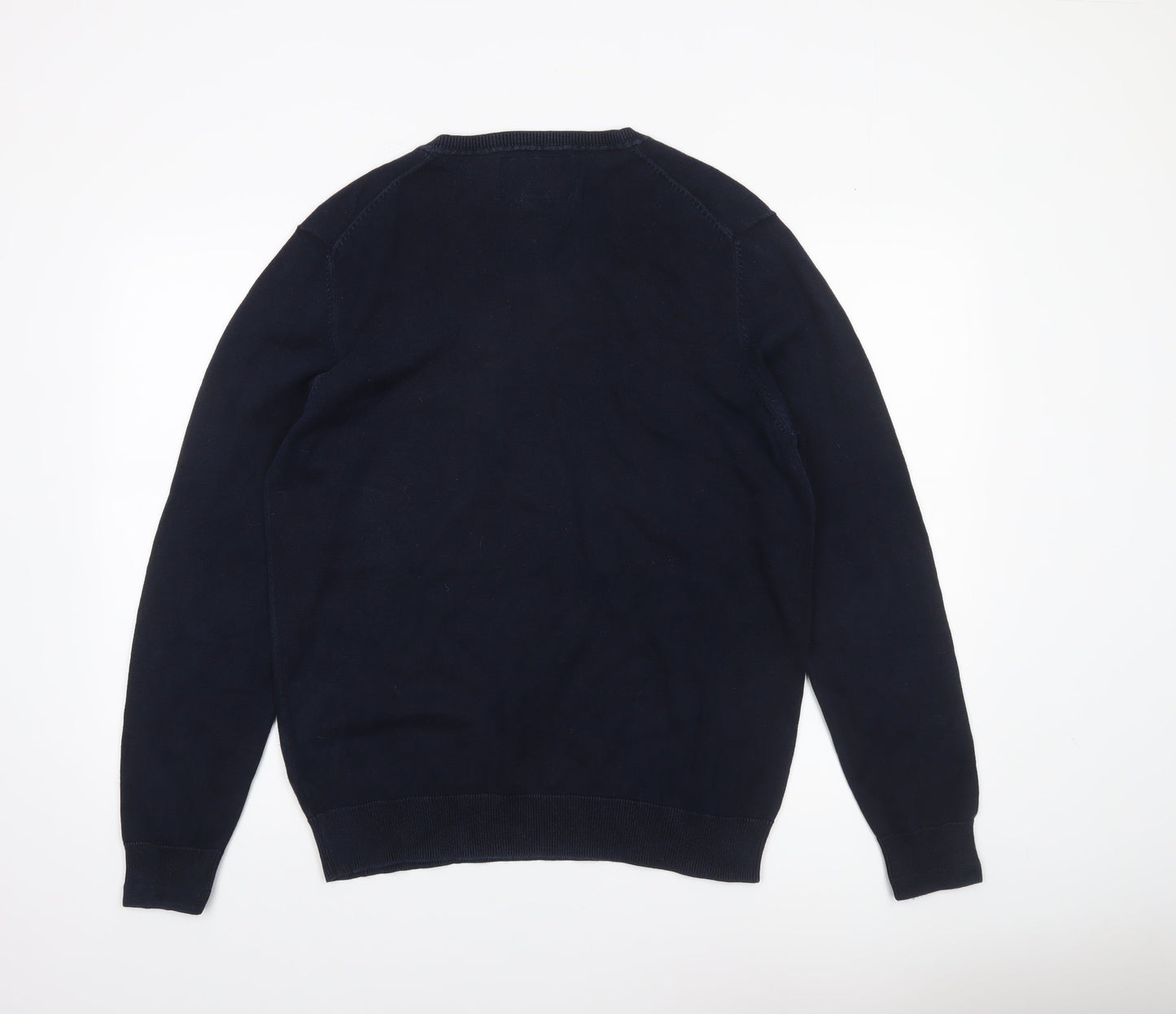 Stone Bay Men’s Blue Cotton V-Neck Jumper Size L Classic Knitwear