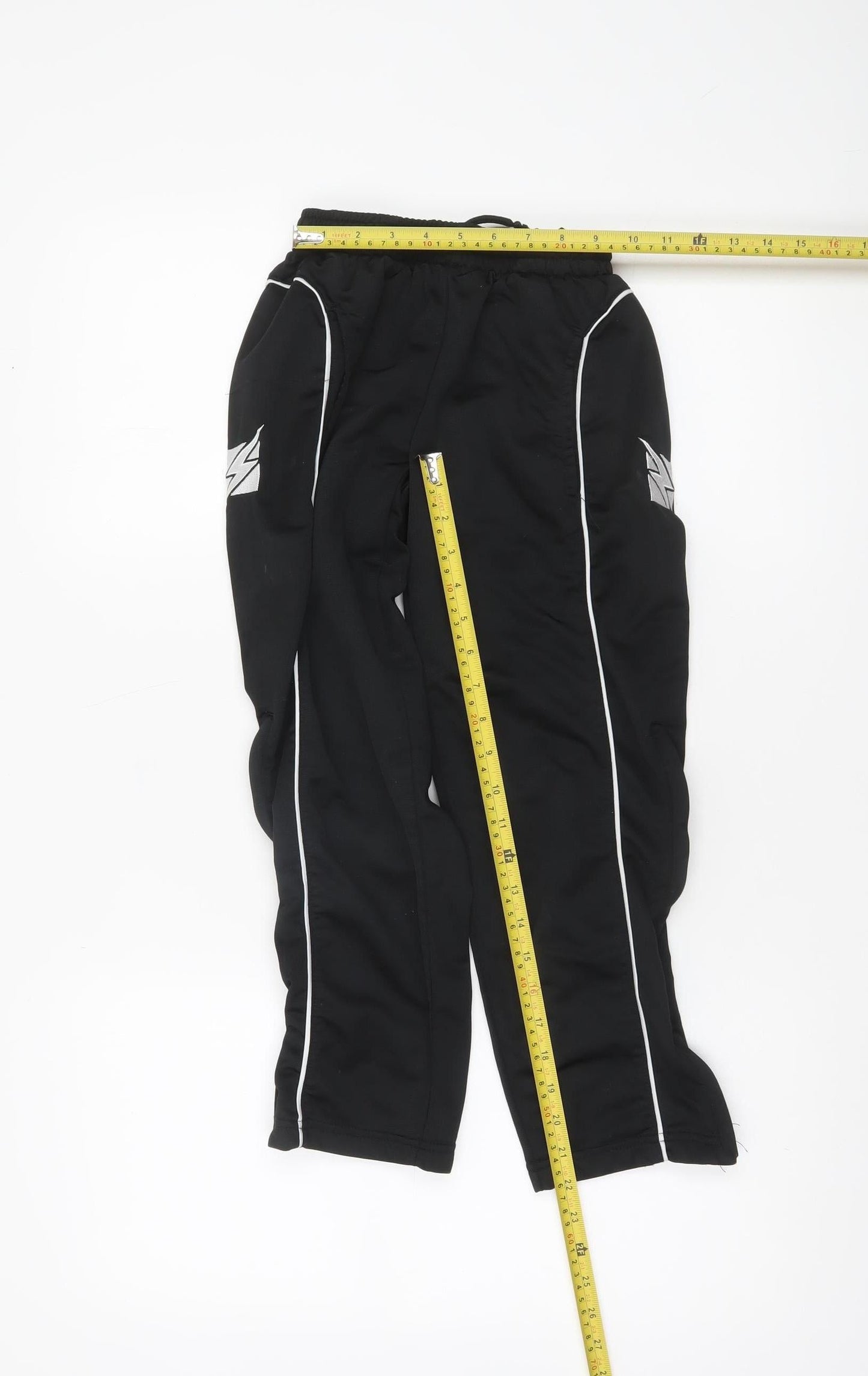 Zeus Boys Black 2XS Jogger Trousers with White Side Stripes