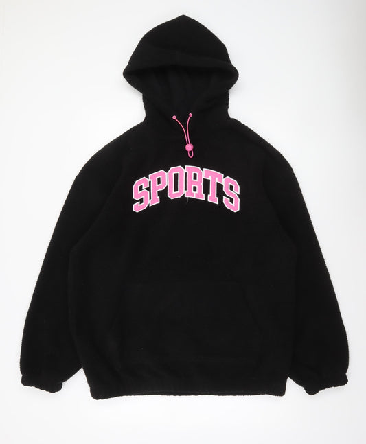 F&F Womens Black SPORTS Hoodie Size 14 Pullover Fleece