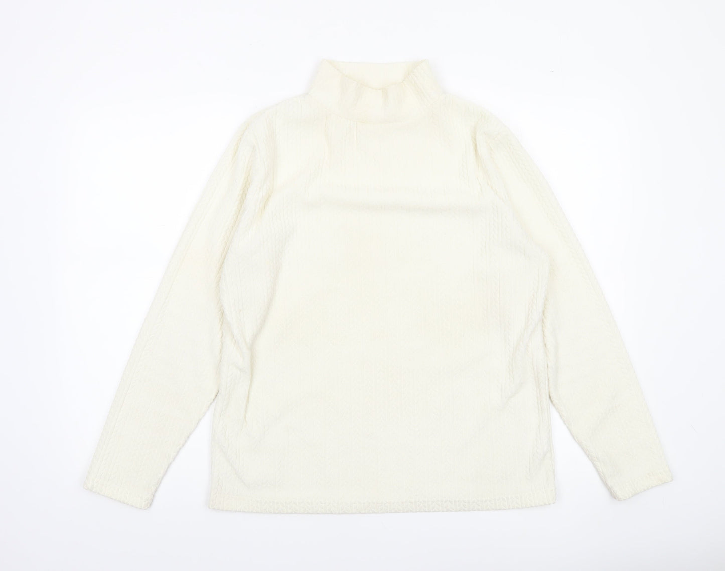 Cotton Traders Women’s Ivory Mock Neck Long Sleeve Polyester Top Size 16