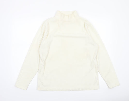 Cotton Traders Women’s Ivory Mock Neck Long Sleeve Polyester Top Size 16