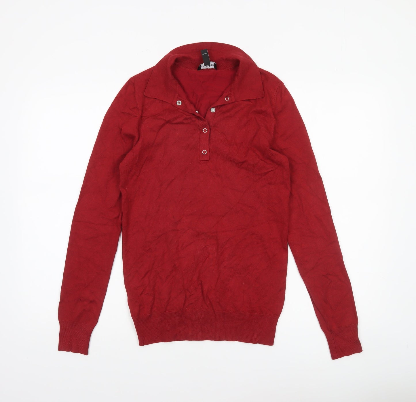 Long Tall Sally Women’s Red XS Henley Collar Knit Jumper