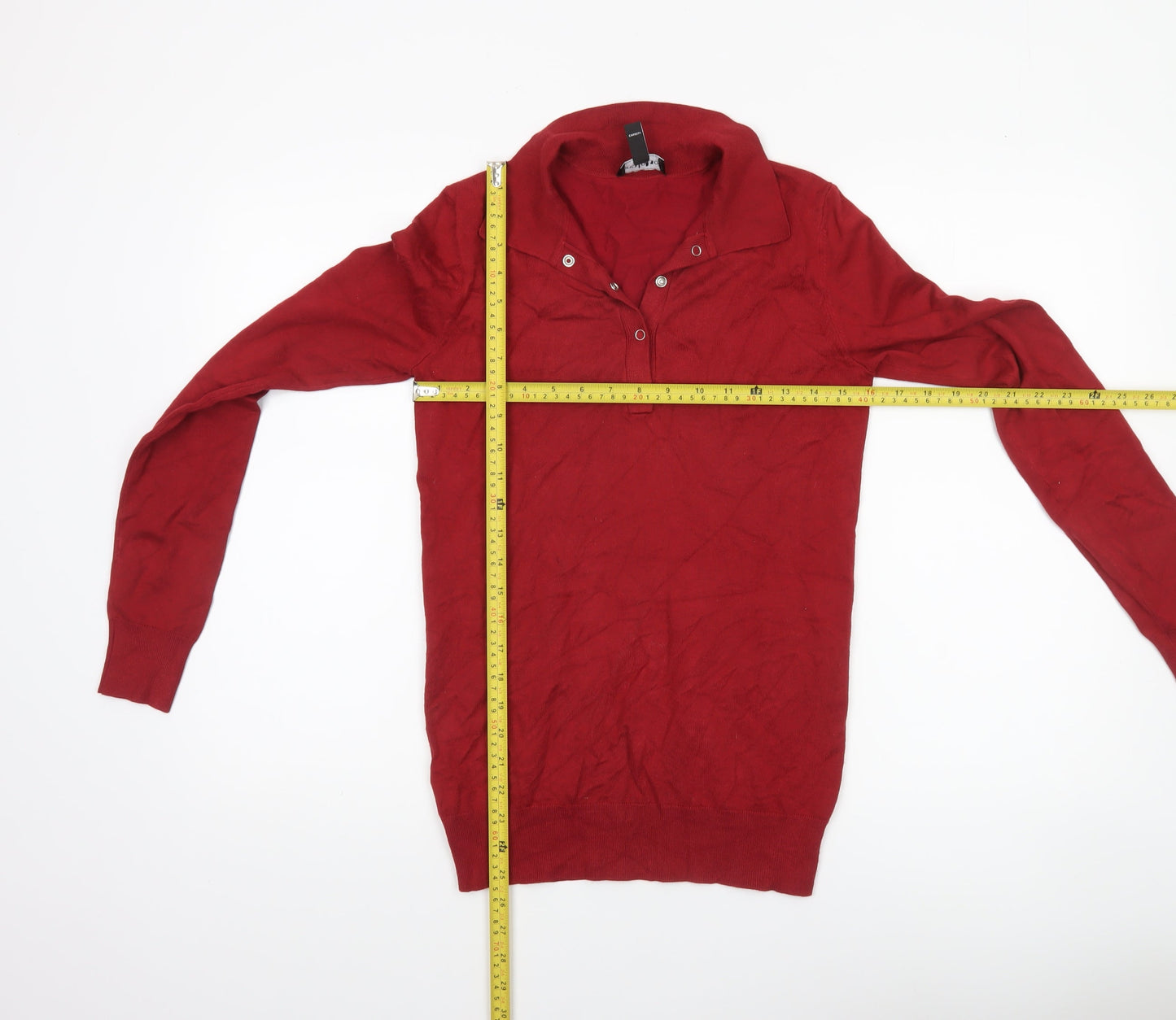 Long Tall Sally Women’s Red XS Henley Collar Knit Jumper