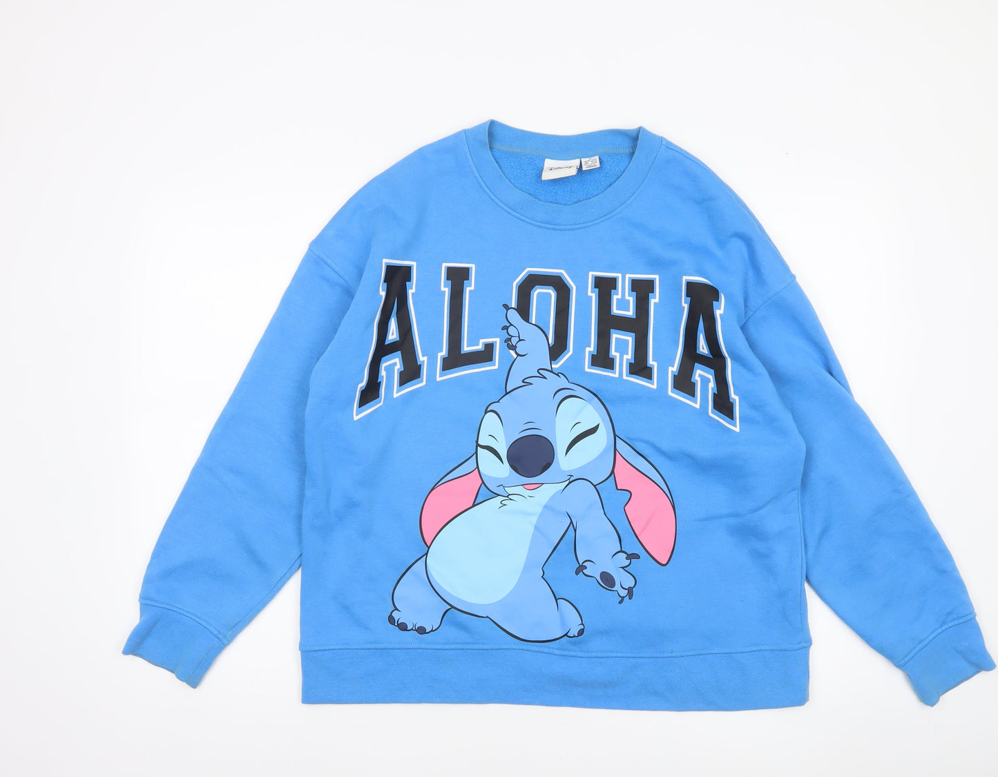 Disney Women’s Blue Stitch Aloha Sweatshirt Medium Pullover