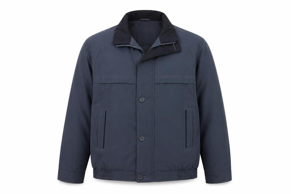 EWM Men's Blue L Basic Polyester Blend Casual Jacket Lined