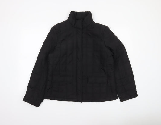 Bass Women's Black Quilted Puffer Jacket Size M Mid-Length Polyester