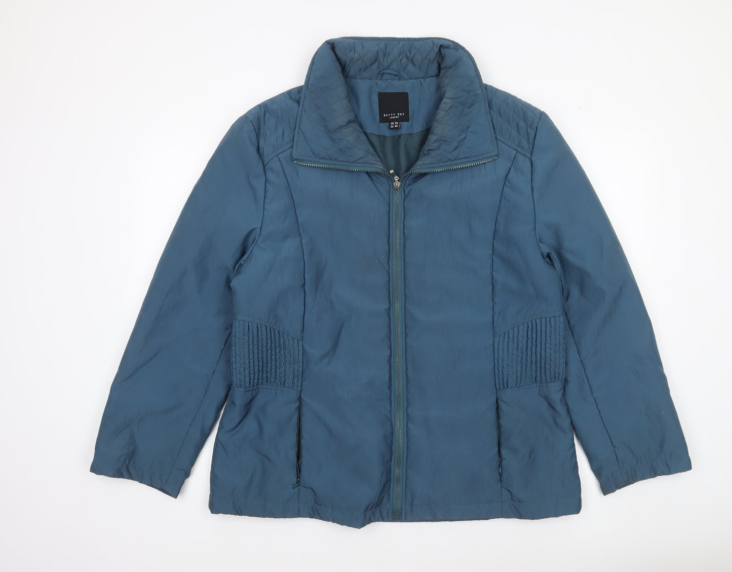 Betty Kay Women Blue Size 20 Mid-Length Zip Puffer Jacket