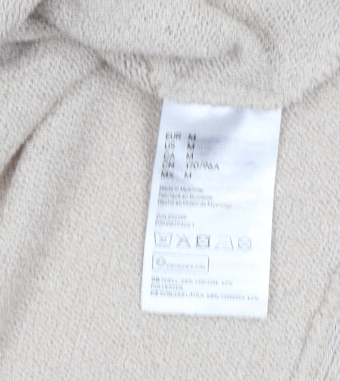H&M Women’s Beige Boat Neck Relaxed Fit Knit Jumper Size M