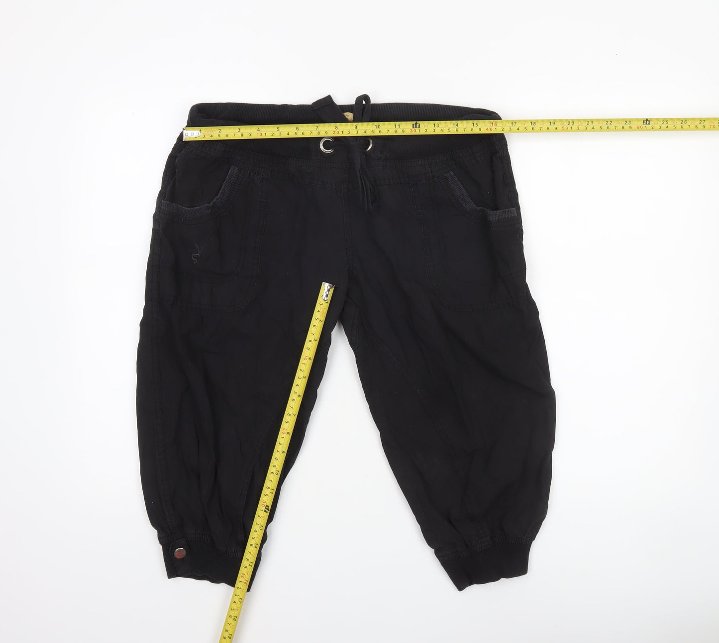 Denim Co Women Black Cotton Jogger Trousers Size 12