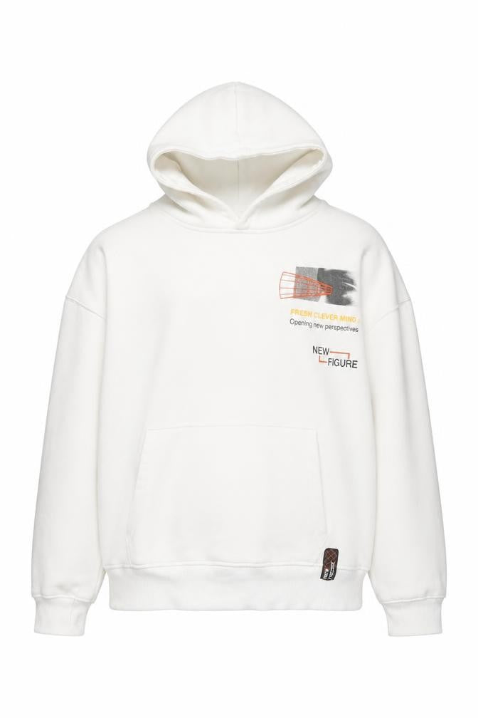 Zara Boys White 13-14 Years Pullover Hoodie Graphic Print Cotton Blend