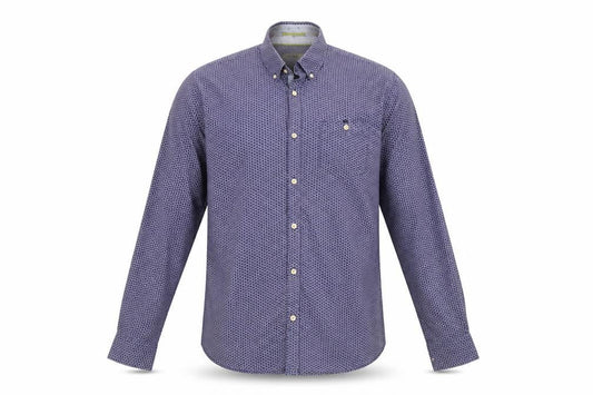 STCRM Men's Blue Geometric Long Sleeve Button-Up Cotton Shirt M 39/40